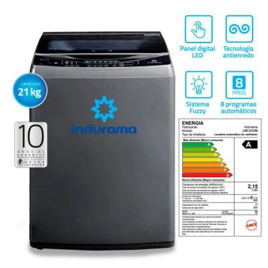 LAVADORA DIGITAL DE CARGA SUPERIOR 21 KG INDURAMA LRI-21CRI CROMA