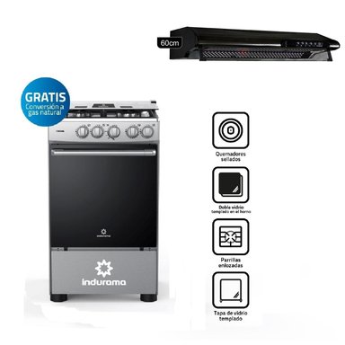 COMBO INDURAMA COCINA FONTANA Y CAMPANA CEI-602NE - 1