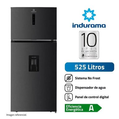 REFRIGERADORA INDURAMA RI-578DN NO FROST 525 LTS CON DISPENSADOR AGUA NEGRO