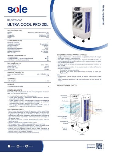 ENFRIADOR DE AIRE RAPIFRESCO 20LTS SOLE ULTRA COOL SOLRAP002 PRO - 5