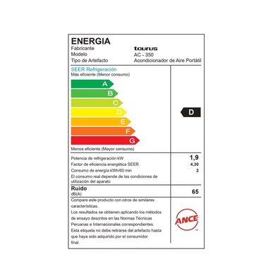 AIRE ACONDICIONADO 12000 BTU 3 EN 1 TAURUS AC350 GRIS - 4