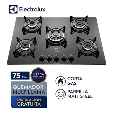 COCINA EMPOTRABLE A GAS 5 QUEMADORES TRIPLE LLAMA ELECTROLUX ETGZ30T0EPUB 75 CM