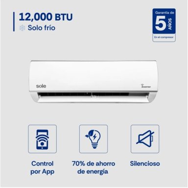 AIRE ACONDICIONADO SPLIT INVERTER WIFI SOLE 12 KBTU SOLAIR013 - 1