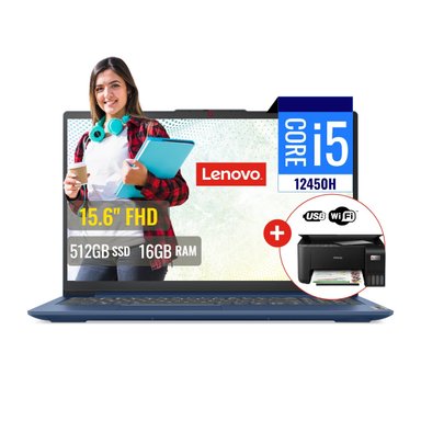 COMBO LAPTOP LENOVO INTEL CORE I5 12450H 16GB RAM 512GB SSD 15.6 FHD + IMPRESORA L3250 CON WIFI
