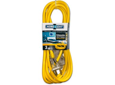 EXTENSION ELECTRICA HOME LIGHT VULZANIZADO 3 METROS AMARILLO