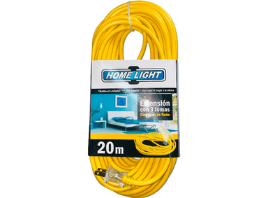 EXTENSIÓN ELÉCTRICA HOME LIGHT AMARILLO VULZANIZADO 20 METROS