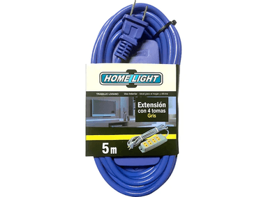 EXTENSION ELECTRICA HOME LIGHT VULZANIZADO 5 METROS GRIS CLARO
