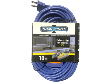 EXTENSIÓN ELÉCTRICA HOME LIGHT VULZANIZADO 10 METROS GRIS CLARO