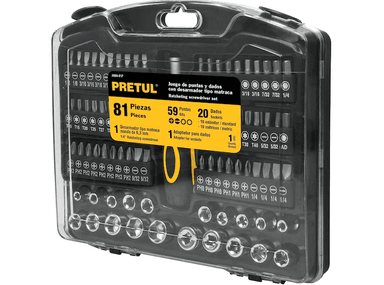 SET PUNTAS + DADOS 1/4' PRETUL 81 PIEZAS