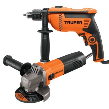 SET DE HERRAMIENTAS TRUPER TALADRO PERCUTOR 600 WATTS + AMOLADORA 4 1/2' 800 WATTS