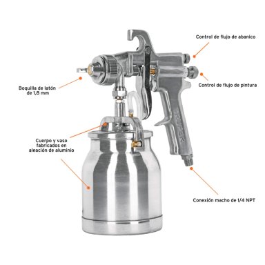 PISTOLA PINTAR TRUPER CF-14087 1 L SUCCION DE ALTA PRESION 1.8MM - 2