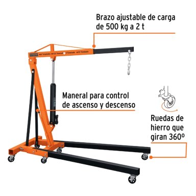 ACCESORIOS HERRAMIENTAS TRUPER CF-12888 NARANJA PLUMA HIDRAULICA PLEGABLE 2 TONELADAS - 4