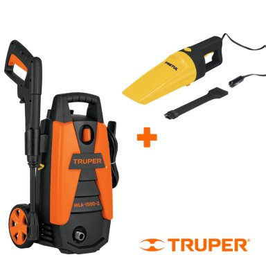 HIDROLAVADORA ELECTRICA 1400W TRUPER + ASPIRADORA AUTOMOTRIZ 12V PRETUL