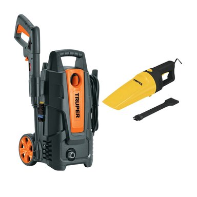 HIDROLAVADORA ELECTRICA 1400W TRUPER + ASPIRADORA AUTOMOTRIZ 12V PRETUL - 1
