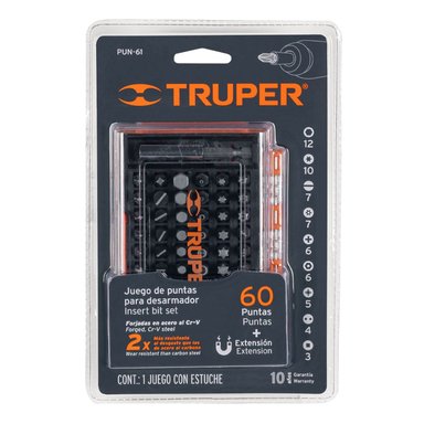 COMBO TRUPER TALADRO INALÁMBRICO 20V + JUEGO 61 PUNTAS MIXTAS - 3