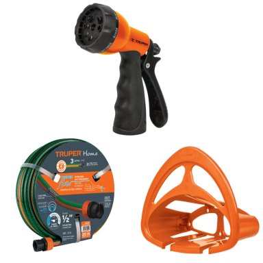 MANGUERA DE RIEGO TRUPER 16052-18482-10387 20M + PISTOLA DE RIEGO Y PORTA MANGUERA