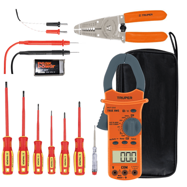 SET PINZA AMPERIMETRICA + DESARMADORES 1000V + ALICATE TRUPER