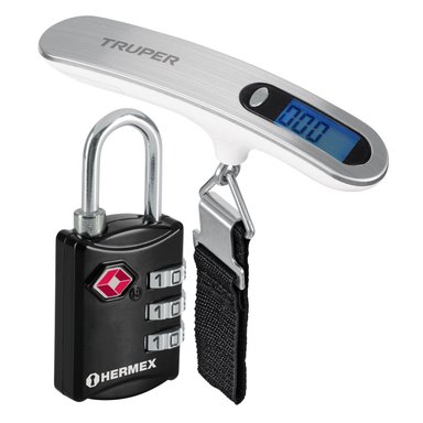 BALANZA DIGITAL DE MANO 50KG CON CANDADO DE COMBINACIÓN ALTA SEGURIDAD