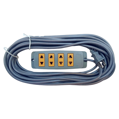 EXTENSIONES HOME LIGHT CF-166086 ELÉCTRICA VULCANIZADO 15 METROS 4 TOMAS GRIS