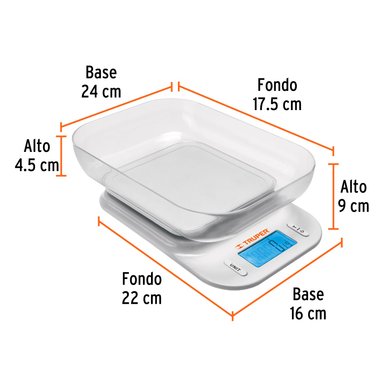 BALANZA TRUPER DIGITAL COCINA PLATO ABS CF-102421 5 KG - 2