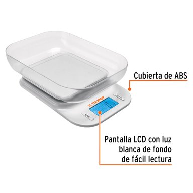 BALANZA TRUPER DIGITAL COCINA PLATO ABS CF-102421 5 KG - 3