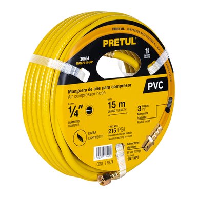 MANGUERA PARA COMPRESORES PRETUL CF-20664 DE PVC PARA COMPRESORA 15 M X 1/4'
