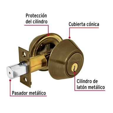 CHAPA CERROJO HERMEX CF-23612 BRONCE CILÍNDRICO LATÓN ANTIGUO - 3