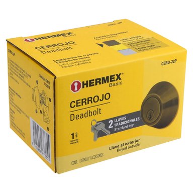CHAPA CERROJO HERMEX CF-23612 BRONCE CILÍNDRICO LATÓN ANTIGUO - 6