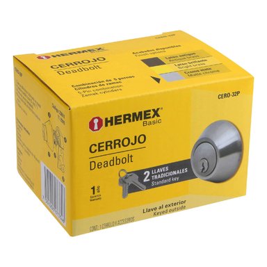 CHAPA CERROJO HERMEX CF-23611 PLATEADO CILINDRICO CROMO MATE - 6