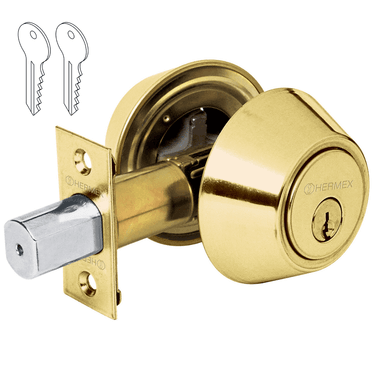 CHAPA CERROJO HERMEX CF-23610 DORADO CILINDRICO LATON BRILLANTE