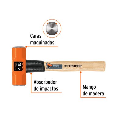 COMBA TRUPER CF-16508 ACERO OCTAGONAL 4 LB MANGO DE MADERA 12' - 3