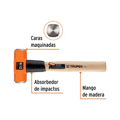 COMBA TRUPER CF-17045 ACERO OCTAGONAL 2.5 LB MANGO DE MADERA 12' - 2