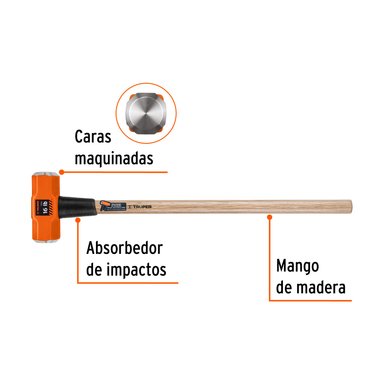 COMBA TRUPER MD-16M ACERO OCTAGONAL 16 LB MANGO DE MADERA 36' - 3
