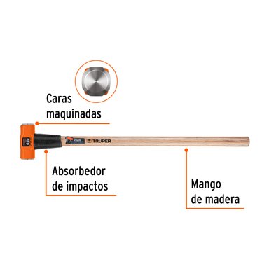 COMBA TRUPER MD-6M ACERO OCTAGONAL 6 LB MANGO DE MADERA 36' - 2