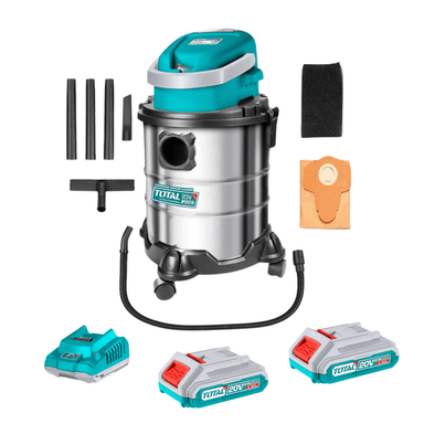 COMBO TOTAL ASPIRADORA 20V 20 LITROS + 2 BATERÍAS Y CARGADOR