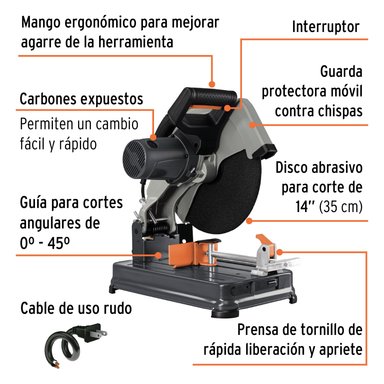 TRONZADORA TRUPER CF-13196 2200 WATTS CORTADOR METALES 14' INDUSTRIAL - 2