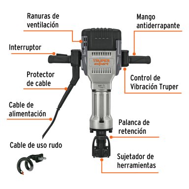 MARTILLO DEMOLEDOR TRUPER CF-102467 2000 WATTS HEXAGONAL 62 JOULES EXPERT - 2