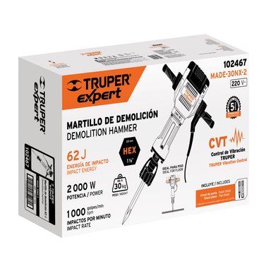 MARTILLO DEMOLEDOR TRUPER CF-102467 2000 WATTS HEXAGONAL 62 JOULES EXPERT - 3