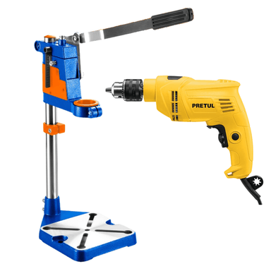 SOPORTE PARA TALADRO + TALADRO 550W PRETUL