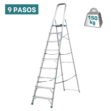 ESCALERA TUBULAR 9 PELDAÑOS SOPORTA 150KG TOTAL
