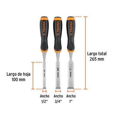 JUEGO DE 3 FORMONES TRUPER CF-17759 ACERO MANGO COMFORT GRIP - 3