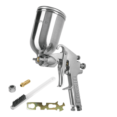 PISTOLA PINTAR TRUPER 13060 0.4L GRAVEDAD LVMP VASO ALUMINIO BOQ 2.0 MM