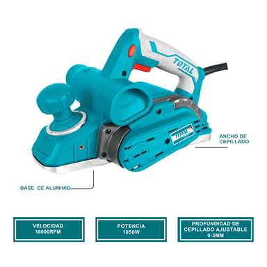 CEPILLO TOTAL TL1108236 1050 WATTS CARPINTERO ELECTRICO - 2