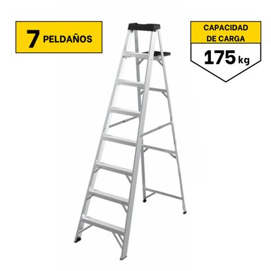 ESCALERA TIPO TIJERA 7 PELDAÑOS SOPORTA 175 KG CYA
