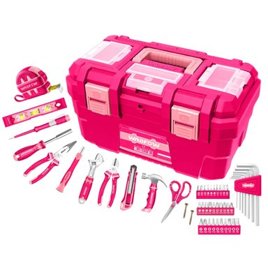 CAJA DE HERRAMIENTAS CON SET DE 89 PIEZAS EN ROSADO WADFOW