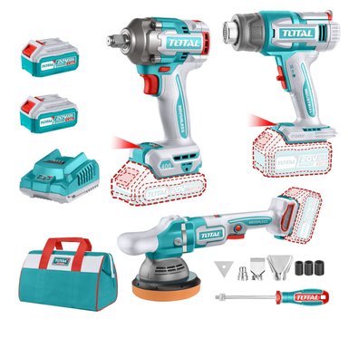 COMBO LLAVE DE IMPACTO + PISTOLA DE CALOR + PULIDORA INDUSTRIAL TOTAL