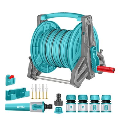 CARRETE CON MANGUERA 20M INCLUYE CONECTORES TOTAL
