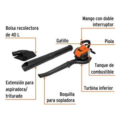 SOPLADORA ASPIRADORA CON MOTOR DE 26 CC A GASOLINA TRUPER - 4