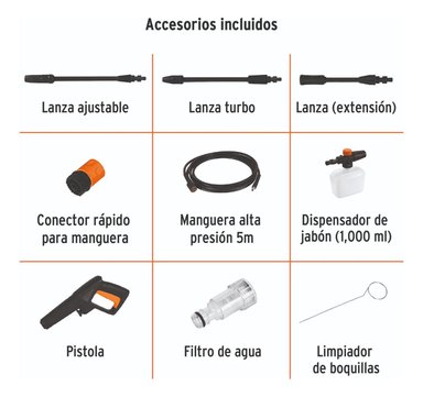 HIDROLAVADORA ELÉCTRICA 1800PSI + MANGUERA 15 METROS TRUPER - 5