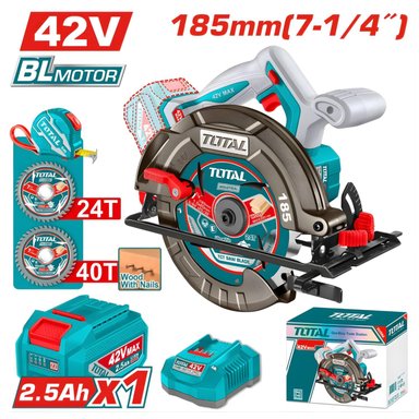 SIERRA CIRCULAR 7 1/4' 185MM + 1 BATERIA Y CARGADOR 42V TOTAL - 2